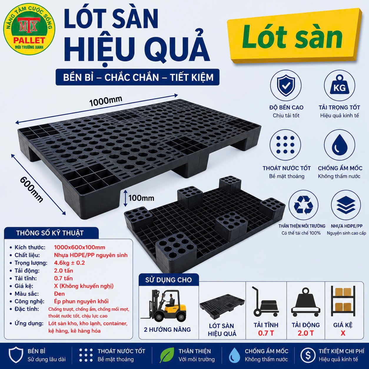 Pallet lót sàn màu đen