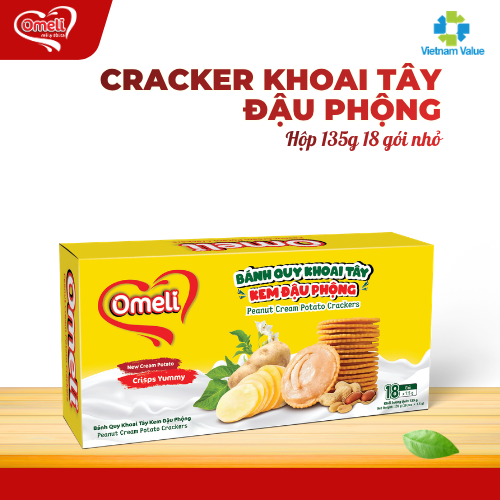 Bánh Cracker Khoai Tây Kem Đậu Phộng Omeli Hộp 135g
