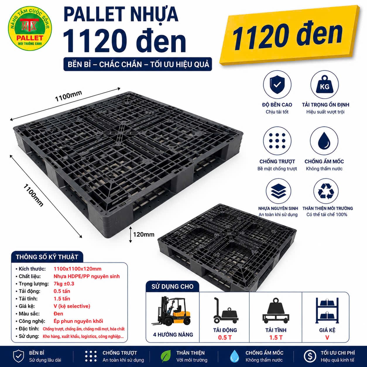 Pallet nhựa PL1120 màu đen