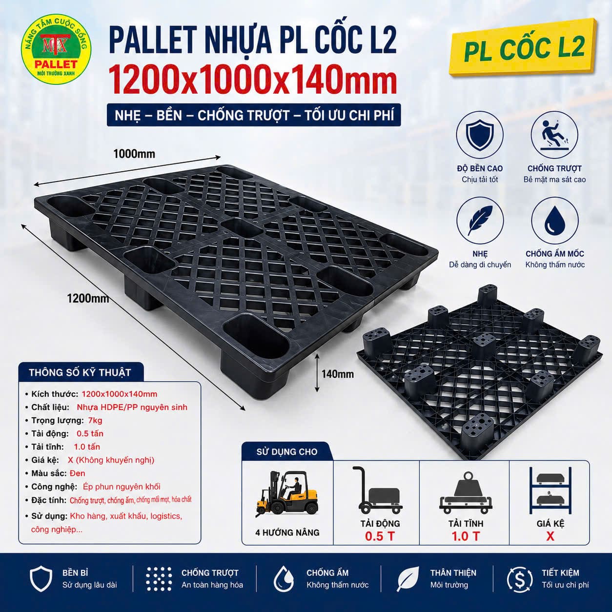 Pallet chân cốc màu đen