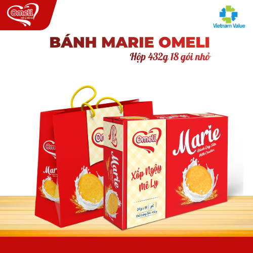 Bánh Quy Bơ Sữa Marie Omeli Hộp 384g Kèm Túi