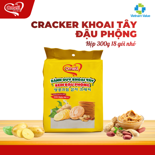 Bánh Cracker Khoai Tây Kem Đậu Phộng Omeli Túi 260g