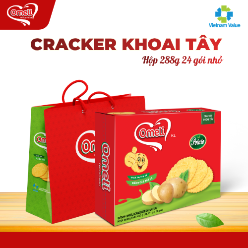 Bánh Cracker Khoai Tây Omeli Hộp 400g Kèm Túi