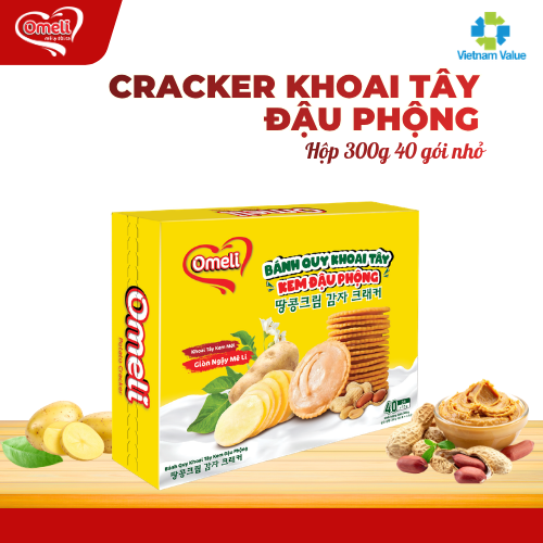 Bánh Cracker Khoai Tây Kem Đậu Phộng Omeli Hộp 300g