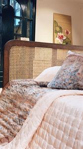 Chăn lụa tơ tằm khâu tay họa tiết hoa xanh xám | Hanhsilk