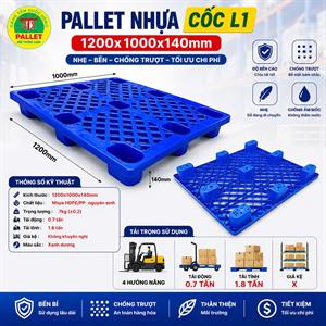 Pallet nhựa chân cốc màu xanh