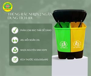 Thùng rác 40L - 2 ngăn